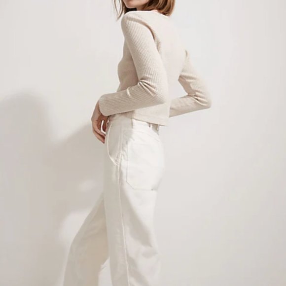 Madewell MWL Waffle Long-Sleeve Crop Tee - Size Medium - Fantastic Condition - Picture 4 of 5